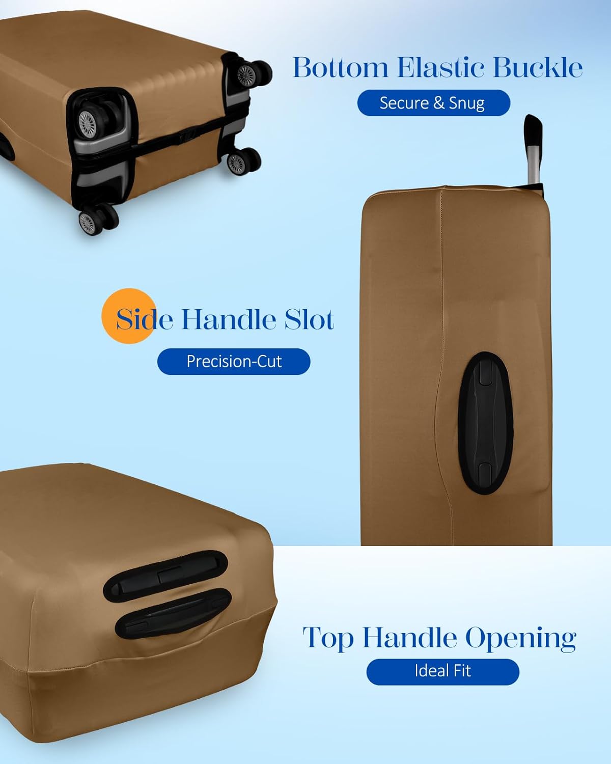 Slohif Luggage Cover for Suitcase Tsa Approved Protector - Luggage Sleeve Suit Case Cover Travel Stretch Large Baggage Case Protective Washable Fit 26-28 Inch Brown
