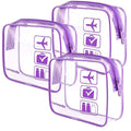 Lermende 2pcs Clear Toiletry Bag TSA Approved Travel Bag,Carry On for Travel,Airport Airline Accessories Compliant Bag,Quart Sized Makeup Cosmetic bag Women Men (Purple, 3 Pack)