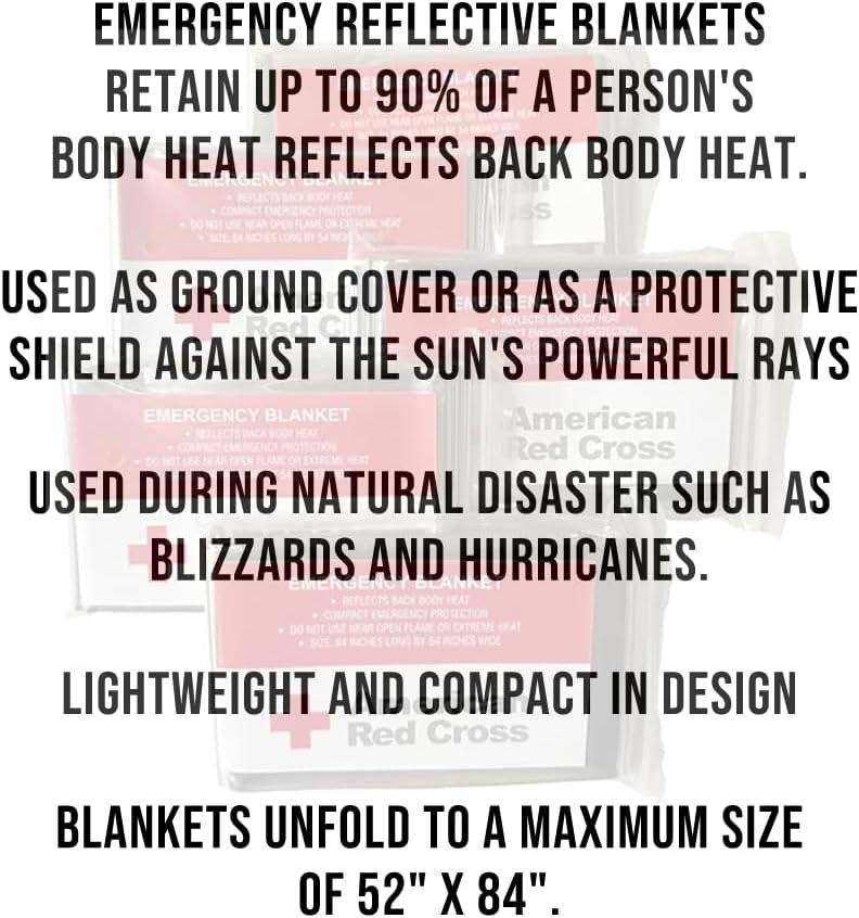 Officially Licensed Product Emergency Reflective Blankets, 5 Pack, Body Warmer Survival Blanket, 52” W x 84” L