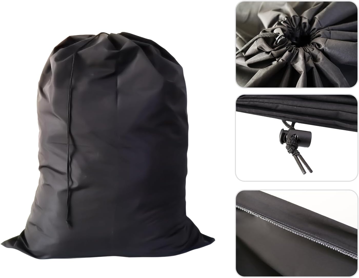 Extra Large Laundry Bag, Black Bags with Drawstring Closure, 30"x40", for college, dorm and apartment dwellers