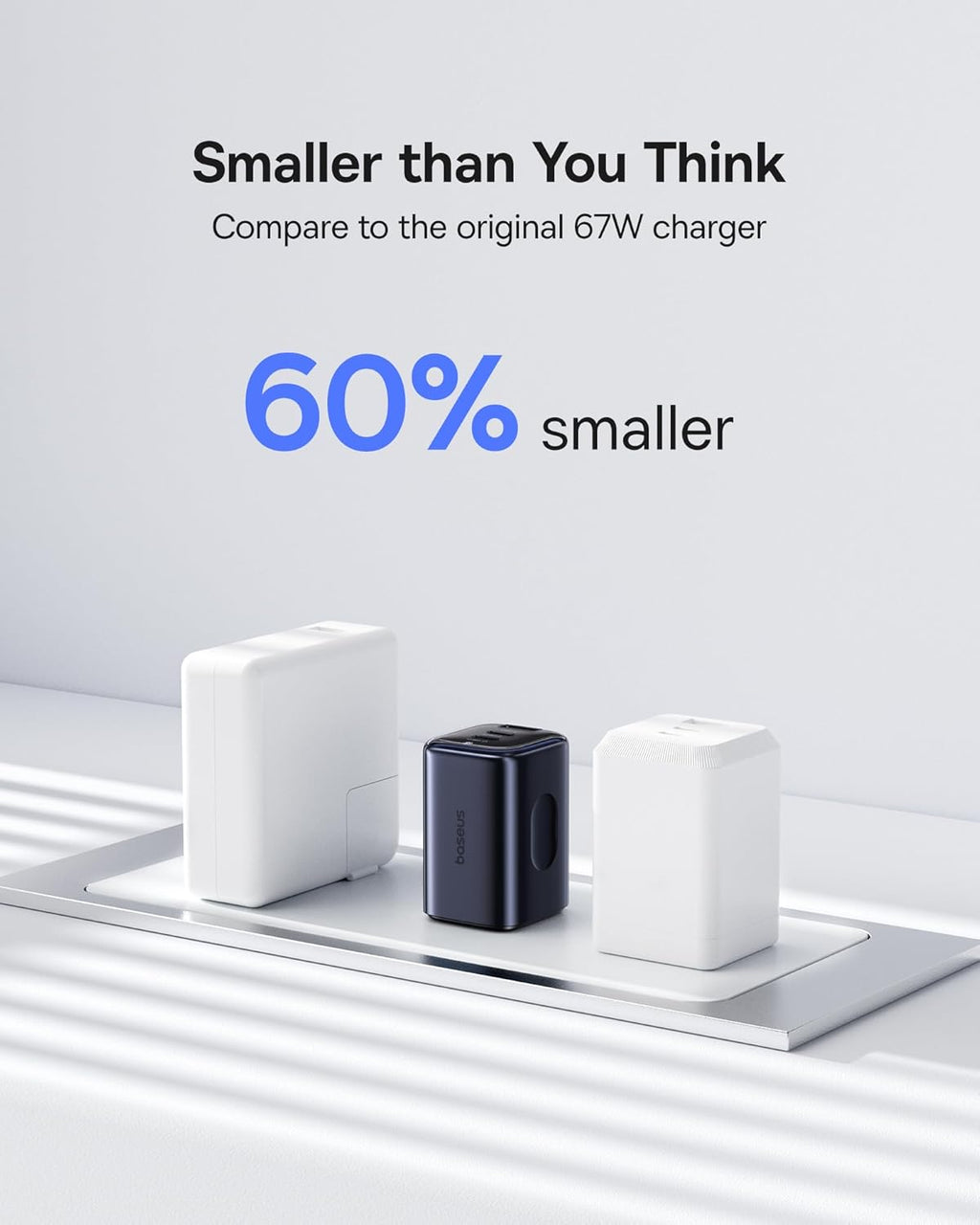 Baseus 70W Universal Travel Adapter with Retractable Cable & Baseus PICOGO 67W USB C Charger, 3 Port Fast Charging Block with Foldable Plug