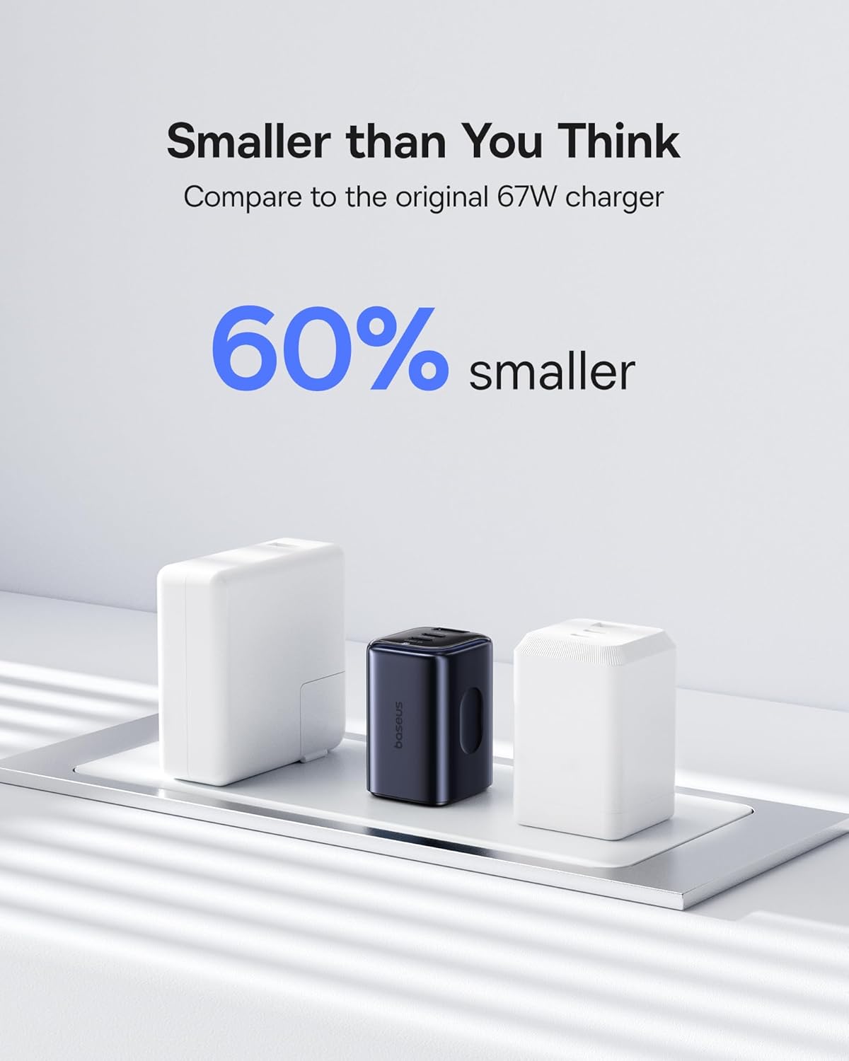 Baseus 70W Universal Travel Adapter with Retractable Cable & Baseus PICOGO 67W USB C Charger, 3 Port Fast Charging Block with Foldable Plug