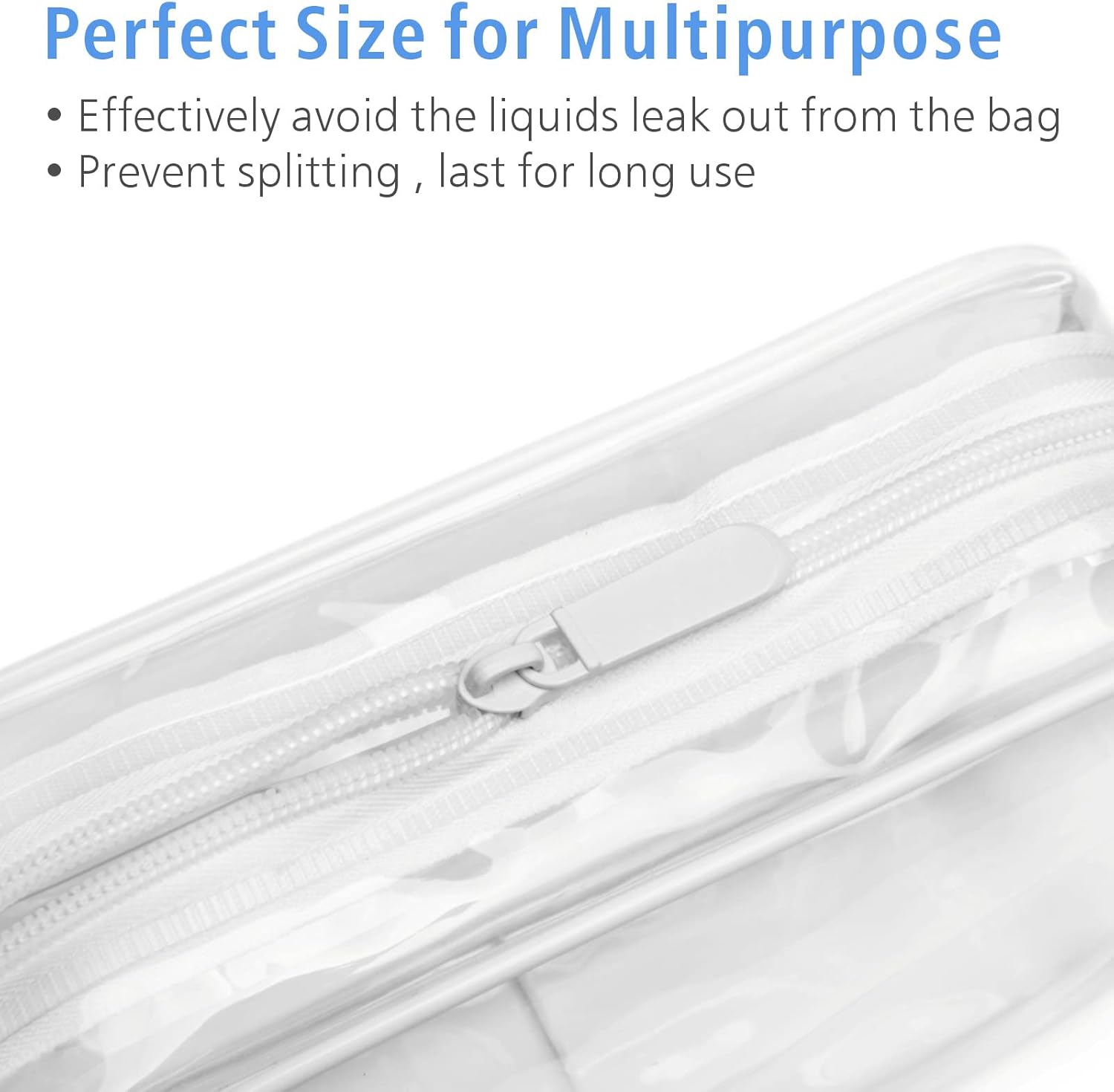 PACKISM TSA Approved Toiletry Bag - Clear Makeup Bags in 2 Size, Durable with Supporting Frame, Perfect for Travel Essentials, Carry-on Airport Airline Compliant Bag, White