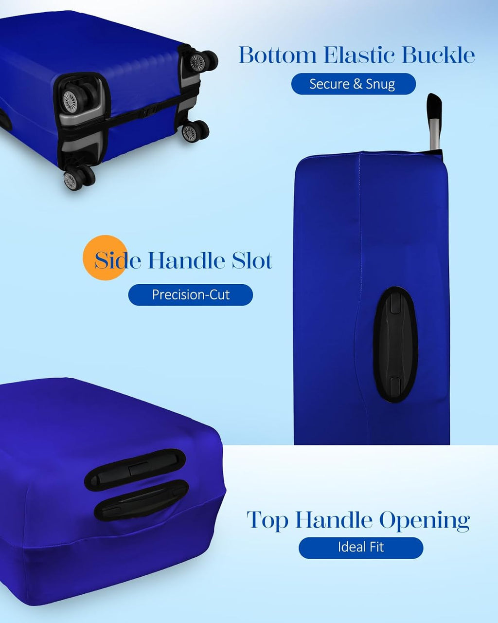 Slohif Luggage Cover for Suitcase Tsa Approved Protector - Luggage Sleeve Suit Case Cover Travel Stretch Large Baggage Case Protective Washable Fit 26-28 Inch Blue