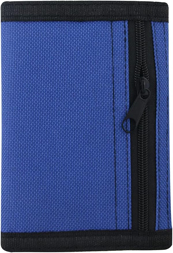 RFID Blocking Canvas Wallet for Men and Women - Trifold Nylon Wallet with Magic Sticker, Teen Wallet for Boys, Wallets for Teens Boys (Navy Blue)