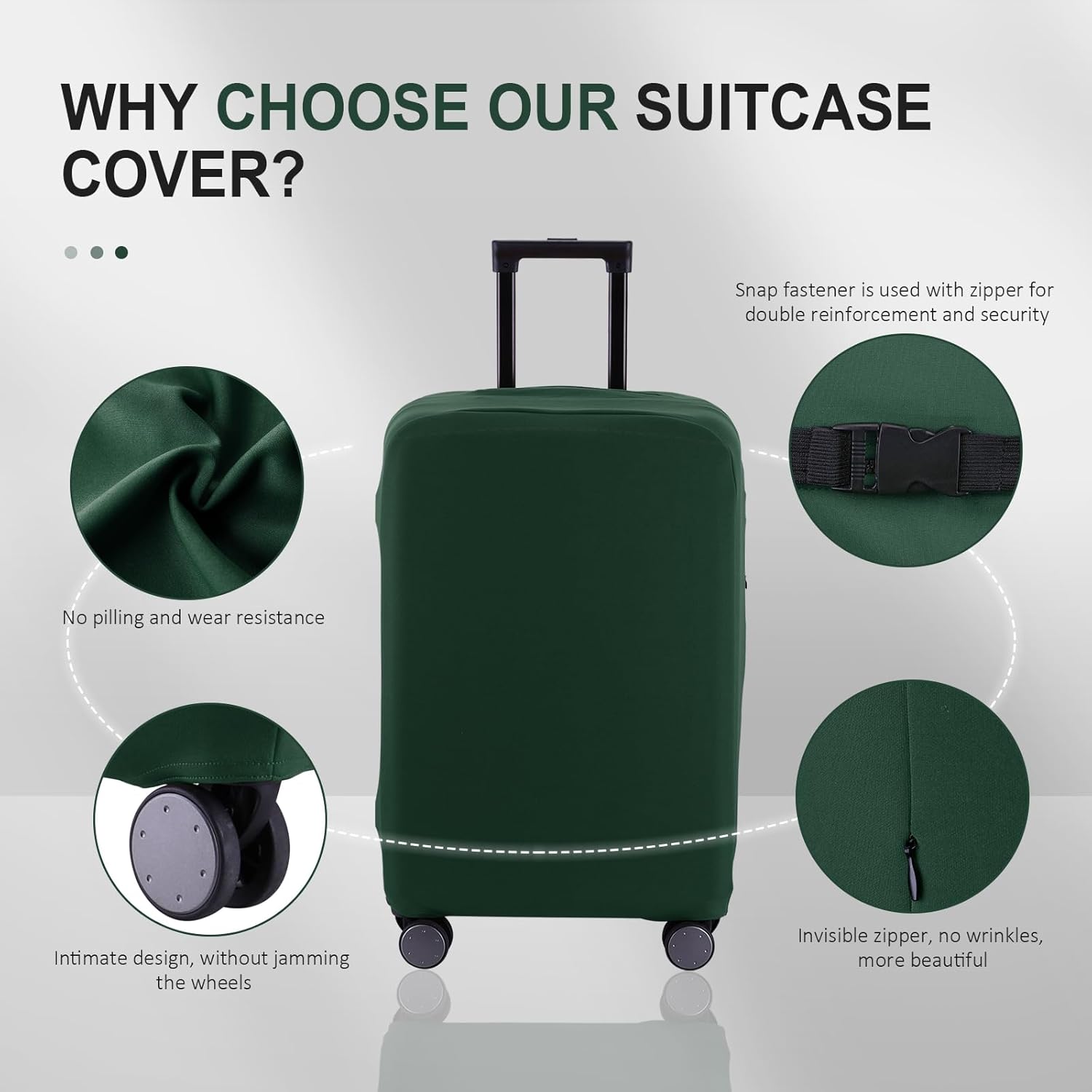 Travel Luggage Cover Suitcase Protector Scratch-Resistant Fit 19-31 Inch Suitcase, Not Included Suitcase (Avocado Green, M(24-25 inch))