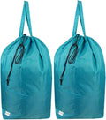 Tear Proof Nylon Laundry Bag with Handles (2 Pack),Travel Laundry Bag with Drawstring Closure,Dirty Clothes Bag Fit Most Laundry Hamper or Basket,27.5x34.5 in,Blue Aqua