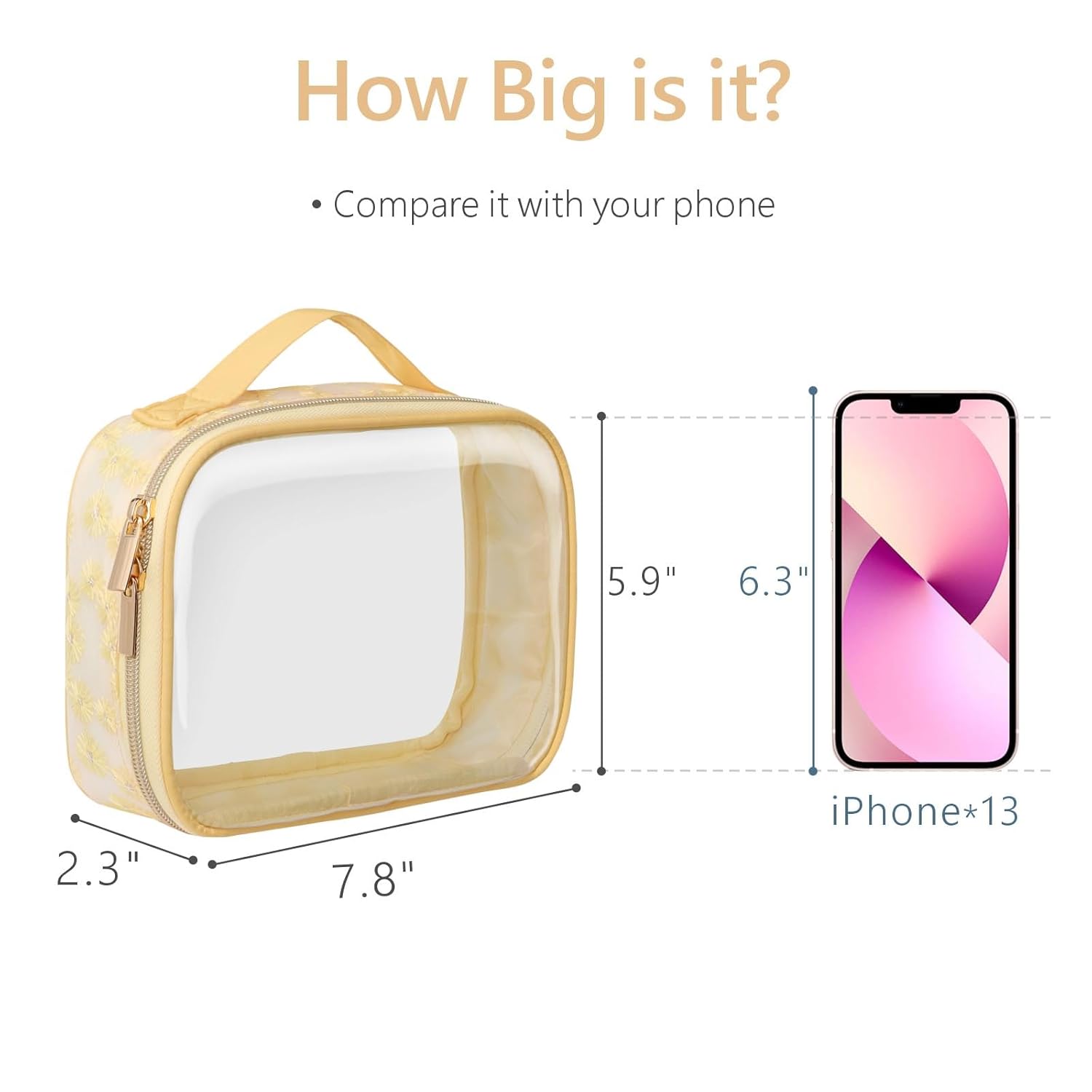 PACKISM TSA Approved Toiletry Bag - Floral Texture Lace clear Makeup Bags, Ease of Clamshell Closing, Handles and Double Zippers, 0.5 mm Thicker TSA Toiletry Bag, Multicolor