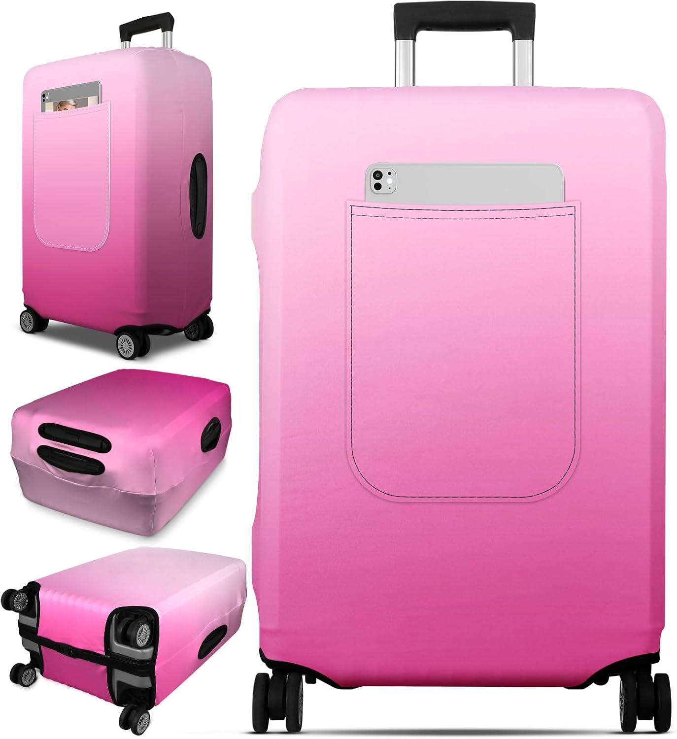 Slohif Luggage Cover for Suitcase Tsa Approved Protector - Luggage Sleeve Large Suit Case Cover Travel Stretch Baggage Case Protective Washable Fit 22-24 Inch Rose Gradient S
