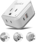 Ceptics European Plug Travel Adapter Set, 20W PD & QC, Safe Dual USB & USB-C - 2 USA Socket - Compact - Use in Germany, France, Italy, UK - Includes Type E/F, Type C, Type G SWadAPt Attachments