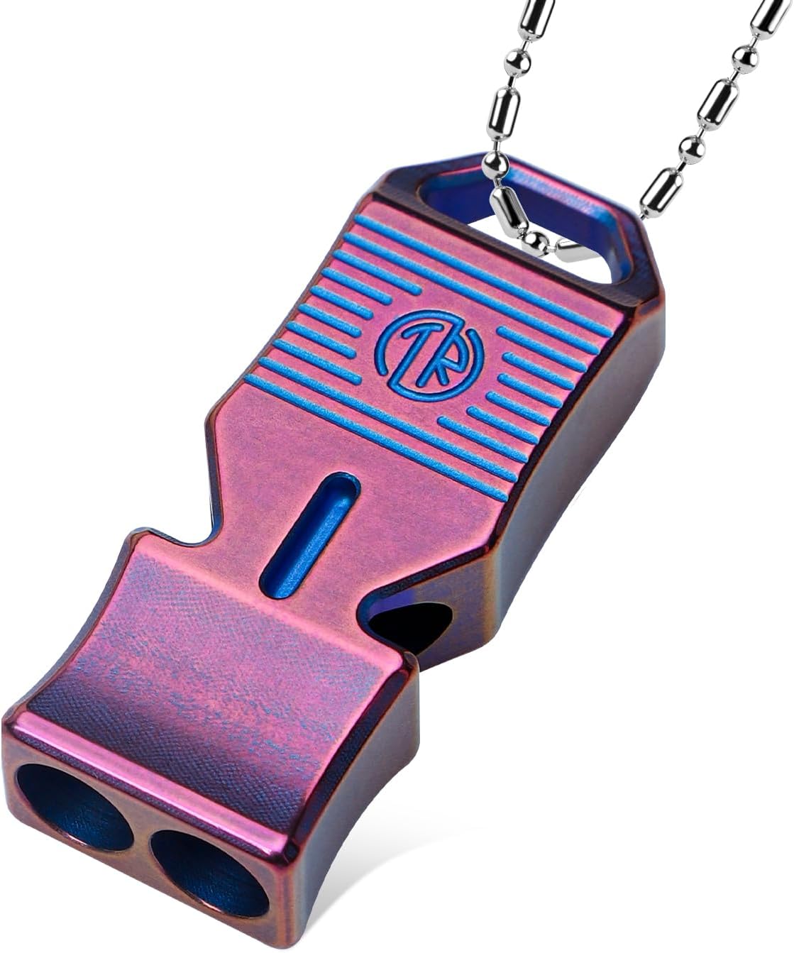 TACRAY Titanium Emergency Survival Whistle, Portable Necklace Whistle, Loud Whistle up to 120~130db, Good for Life Saving, Hiking, Camping, and Pet Training