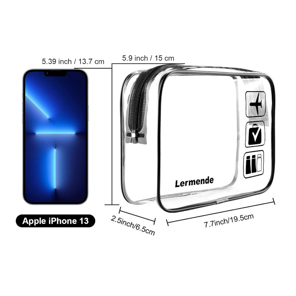 Lermende 2pcs Clear Toiletry Bag TSA Approved Travel Bag,Carry On for Travel,Airport Airline Accessories Compliant Bag,Quart Sized Makeup Cosmetic bag Women Men (Black Clear, 2 Pack)