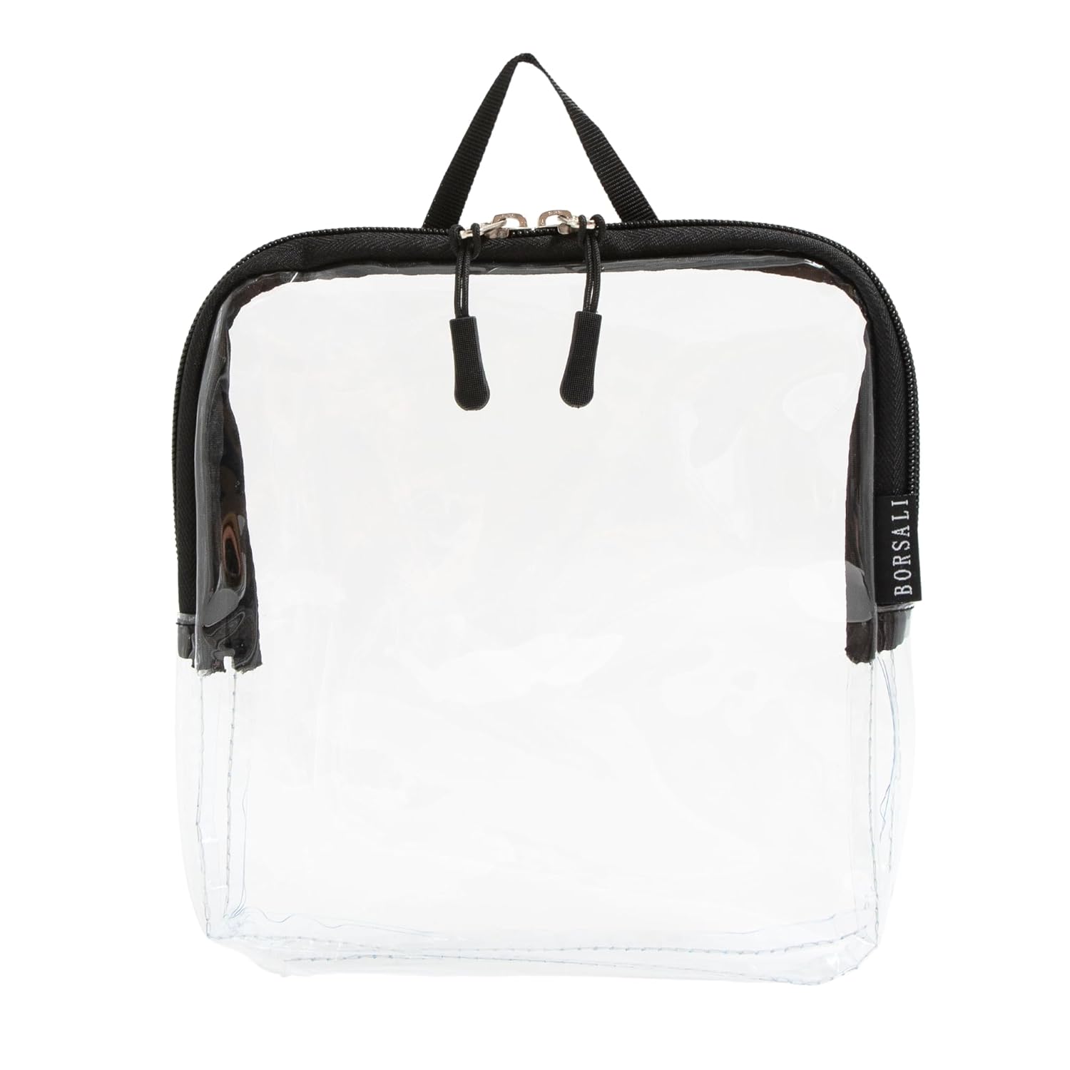 BORSALI TSA-Approved Quart-Sized Bag for Carry-On Travel - One (1) Quart Clear Toiletries, Cosmetic and 3-1-1 Liquids Toiletry Bag - Black With Handle