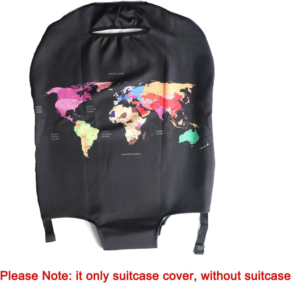 MosaiRudo Thicker Luggage Cover Elastic Suitcase Cover Protector Fits 18-32 Inch Suitcase Travel Accessories (World Map, L)