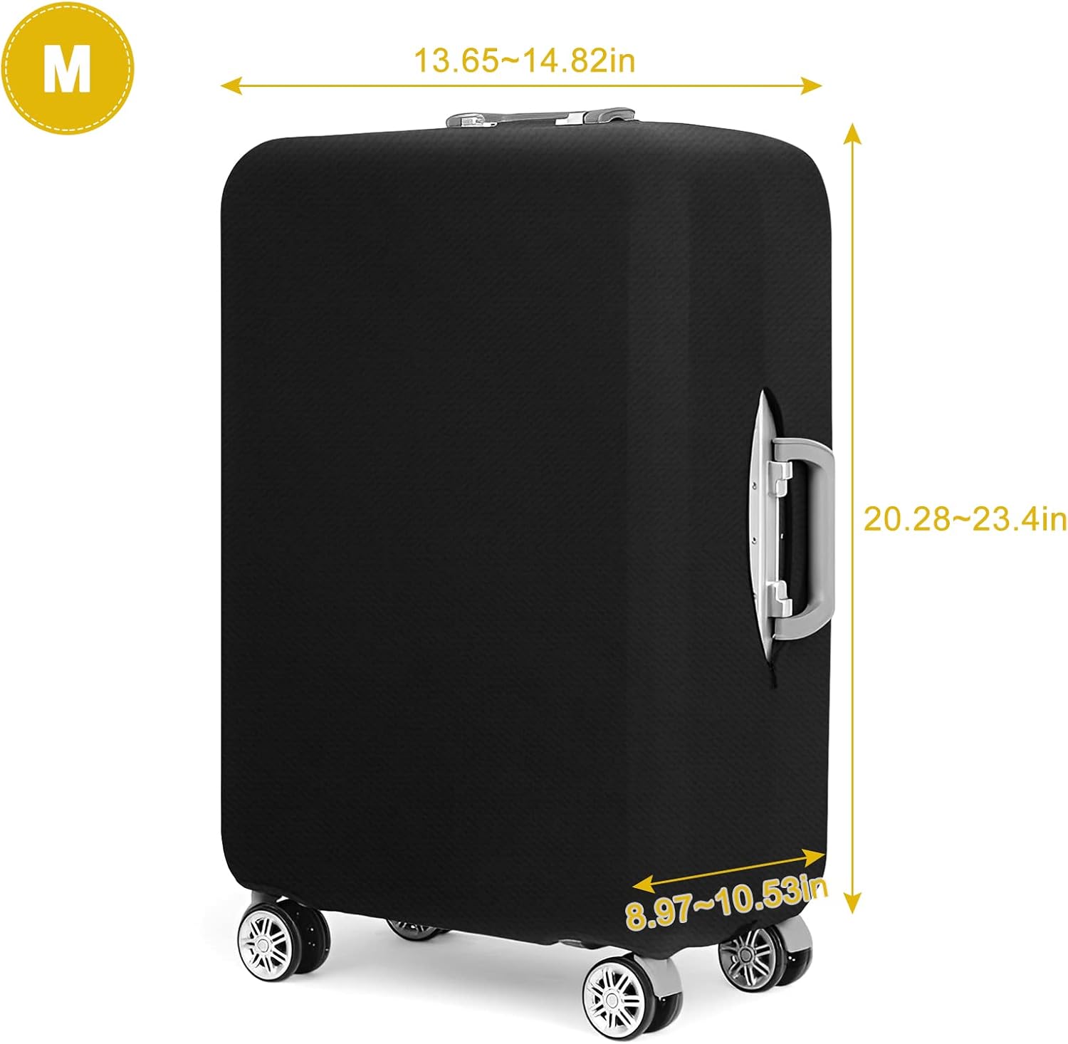 24 Inch PVC Luggage Protector Covers for TSA Approved Clear Suitcase Cover Protector Transparent Luggage Protective Cover Set (Black, Suitable for 23"-24")