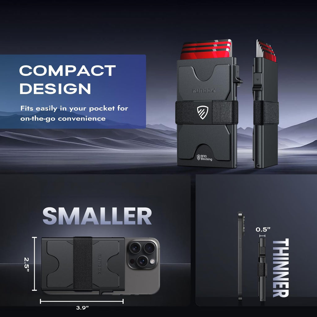 Mens Business Card Holder, Slim Card Wallet for Men and Women, Minimalist RFID Blocking Wallet with Pop-Up Function, Thin Design, Metal Cases Holds 6+6 Cards, Gifts for Men, Men's Accessories