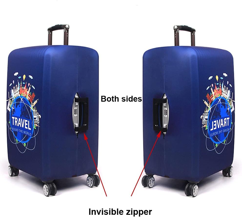 MosaiRudo Thicker Luggage Cover Elastic Suitcase Cover Protector Fits 18-32 Inch Suitcase Travel Accessories (Travel, S)