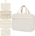 Toiletry Bag For women,Portable Hanging Organizer,4 Leakproof Compartment for full-sized Conditioner, Brushes Set, Makeup Accessories,Visible and easy to access.M-beige