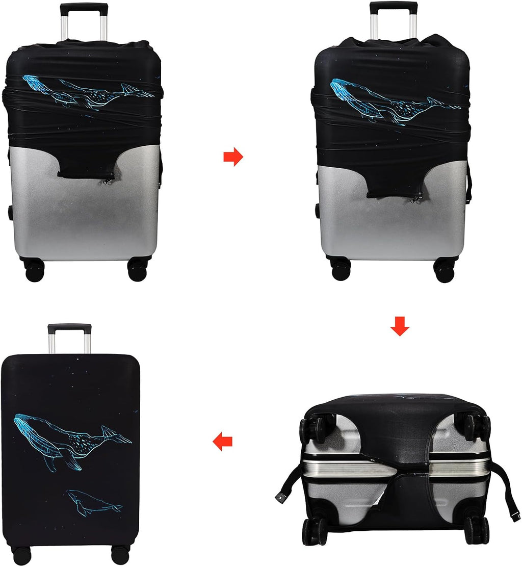 WUJIAONIAO Travel Luggage Cover Spandex Suitcase Protector Washable Baggage Covers (XL (for 29-32 inch luggage, dolphin)