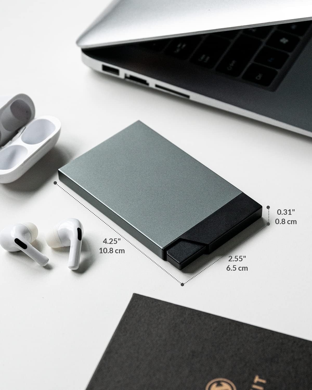 VULKIT Pop up Card Holder Minimalist Credit Card Holder RFID Blocking Slim Metal Card Case for Men or Women(Space Grey)