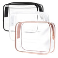 Clear Toiletry Bag, 3 Packs TSA Approved Water resistant Travel Organizer, Airport Airline Travel Essential Carry On Makeup Cosmetic Bags for Women, 3Color - 3 packs