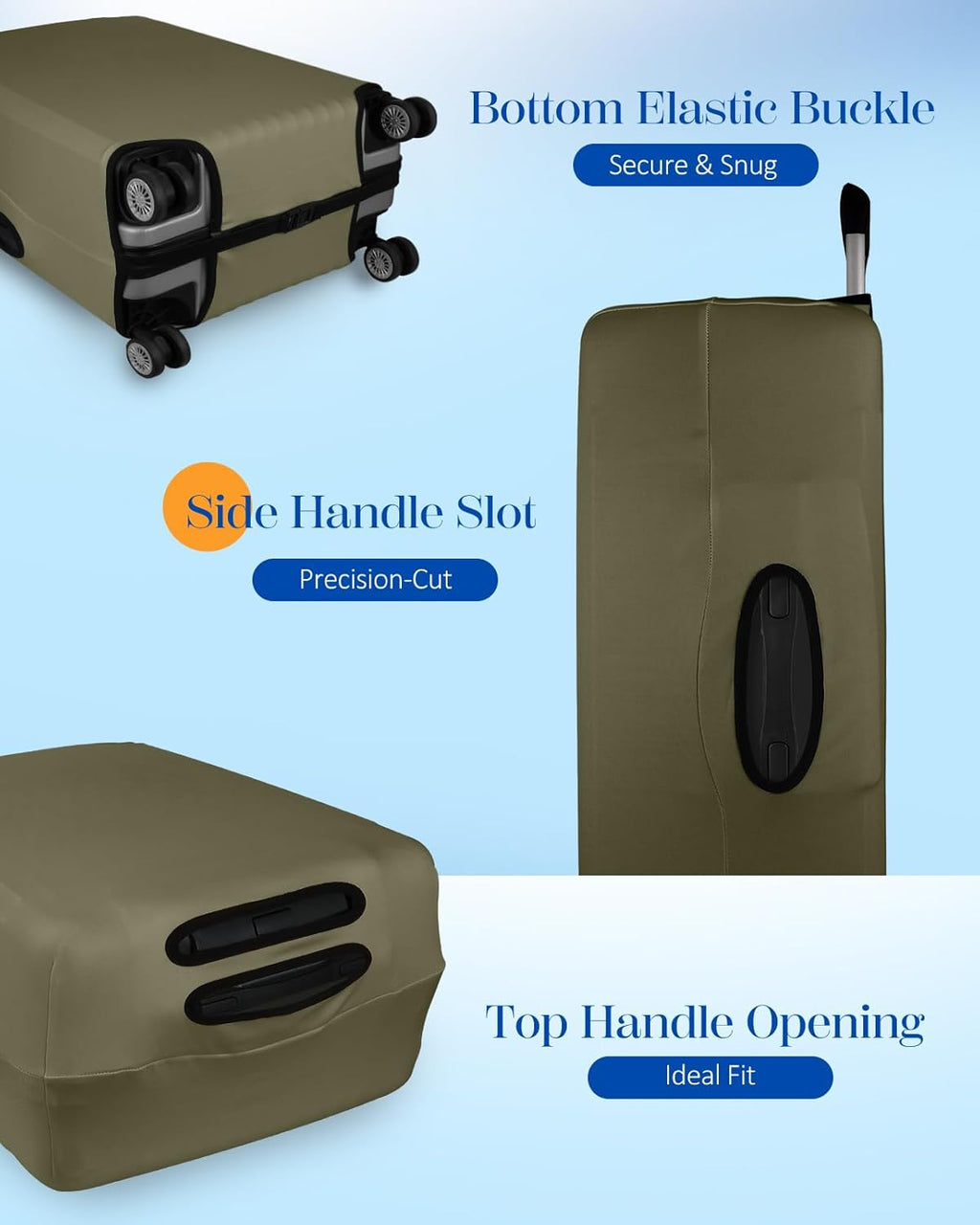 Slohif Luggage Cover for Suitcase Tsa Approved Protector - Luggage Sleeve Suit Case Cover Travel Stretch Large Baggage Case Protective Washable Fit 22-24 Inch Green