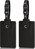 Premium Genuine Leather Luggage Tags for Suitcases - Quick Release, Privacy Protection, Elegant and Durable, Travel Essential Luggage Tag - 2 Pack Black