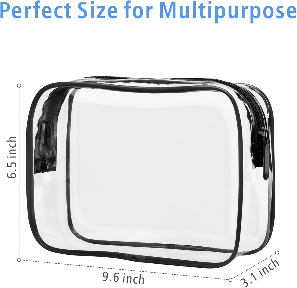 PACKISM Clear Makeup Bags - 2 Pack Quart Size Travel Bag TSA Approved Travel for Toiletries, Cosmetic Bags Carry on Clear Toiletry, Black Large