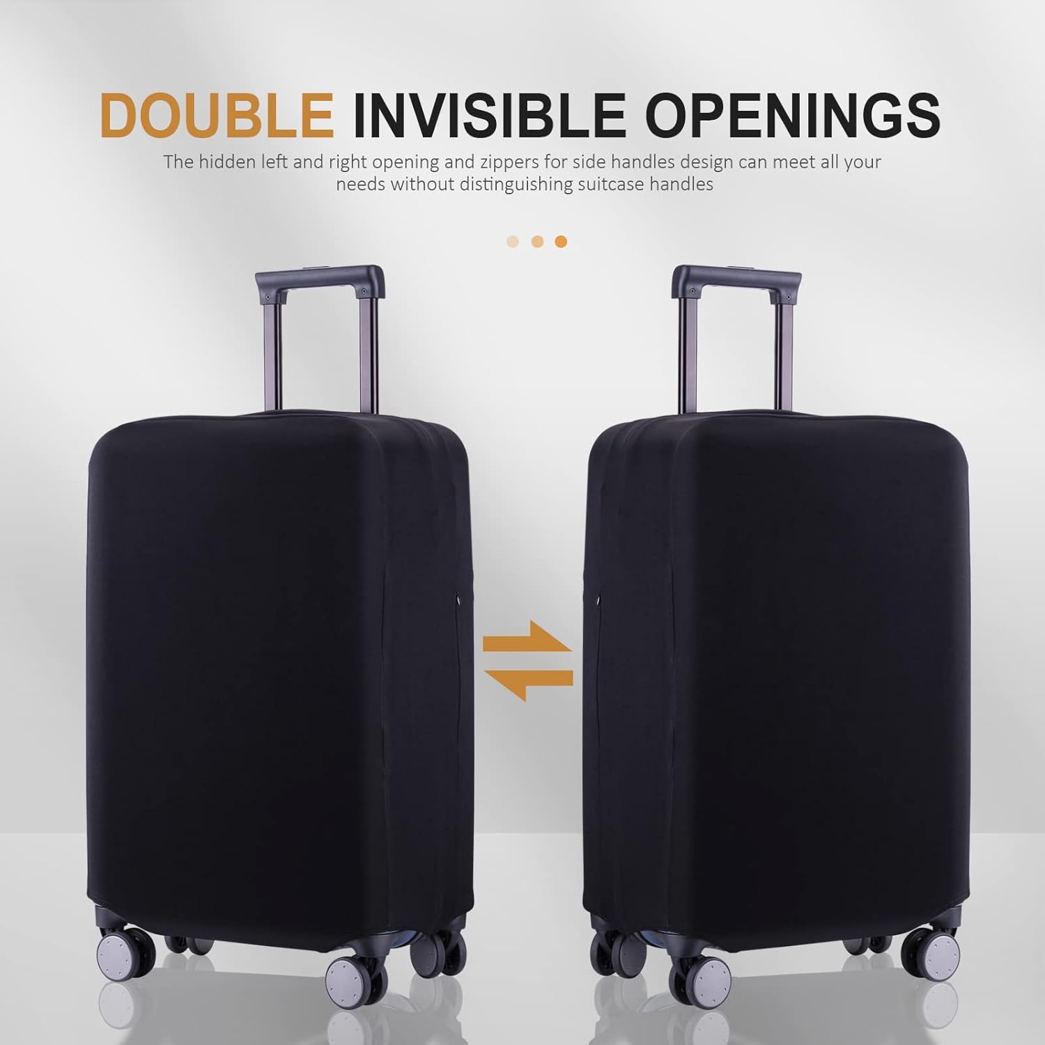 Travel Luggage Cover Suitcase Protector Scratch-Resistant Fit 19-31 Inch Suitcase, Not Included Suitcase (Black, 2XL(30-31inch))