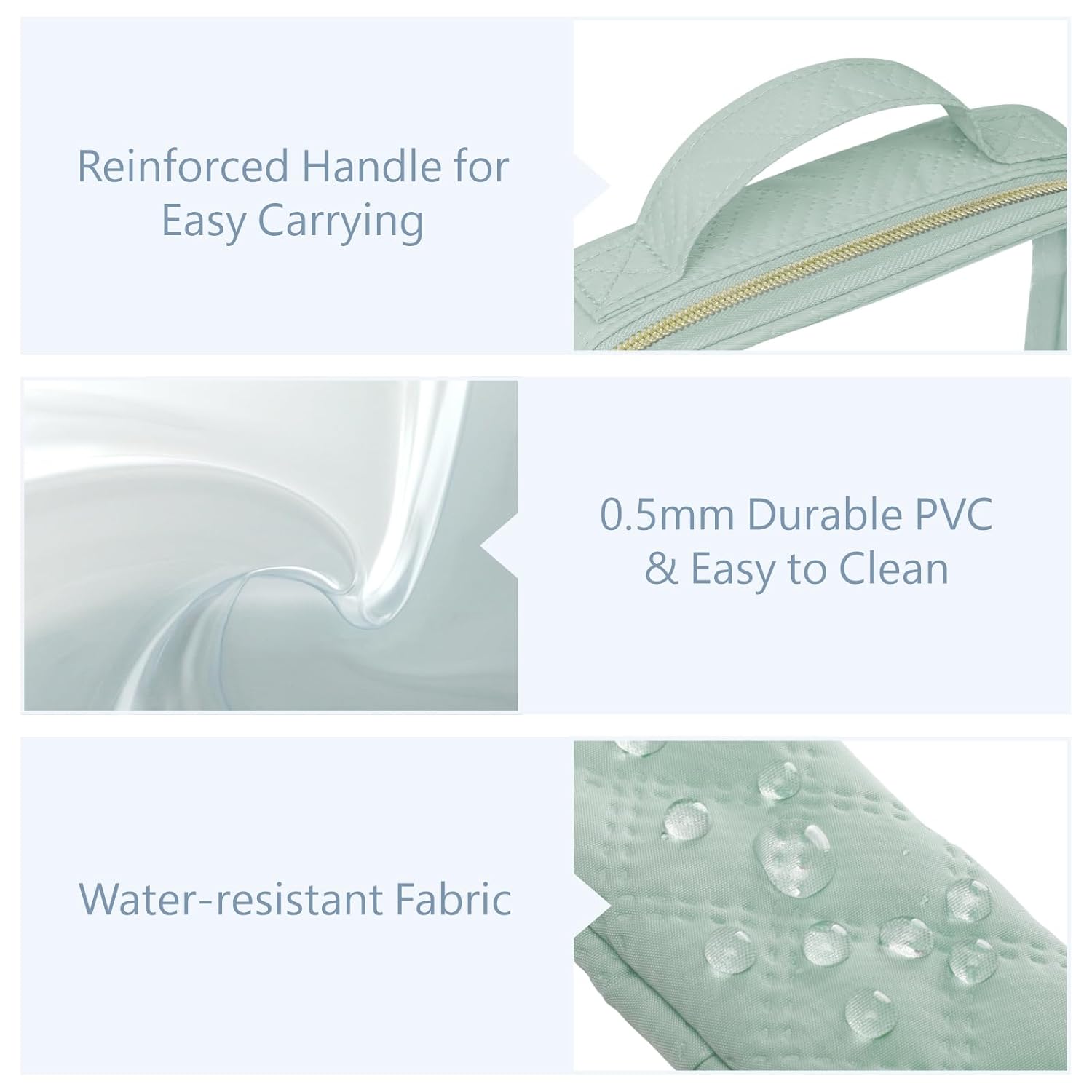 PACKISM TSA Approved Toiletry Bag - Clamshell Closing Clear Makeup Bags with Handle, Laurel Green, Quart-sized Clear Travel Bags for Toiletries, Carry-on Travel Essentials