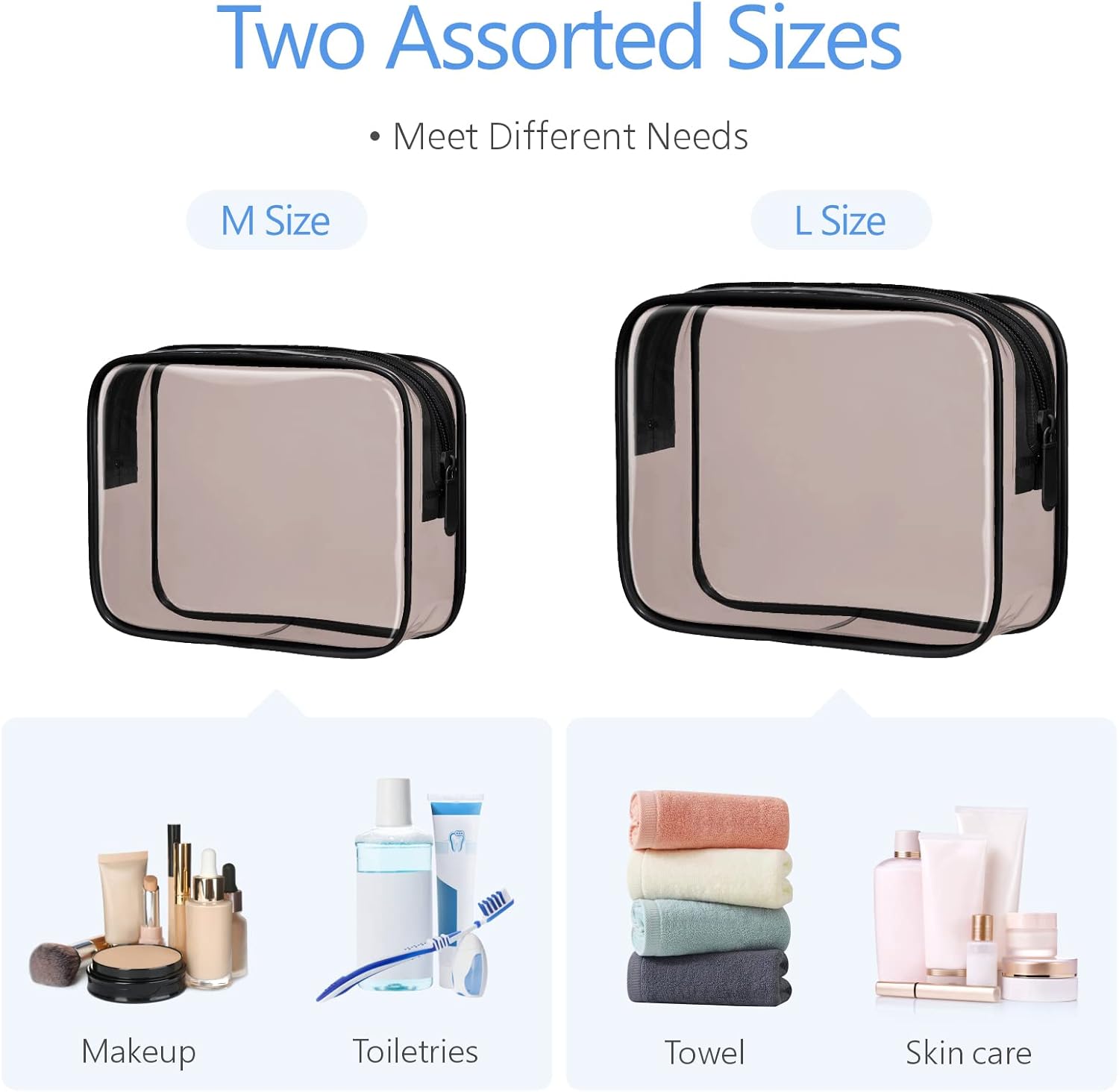 PACKISM Clear Makeup Bags - Well-made Clear Toiletry Bags for Traveling, Water-resistant Tsa Approved Toiletry Bag with Zipper Holds Small Items for Organization Fit Travel Essentials, Black Brown