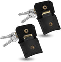 Jack&Chris Genuine Leather SD Card Holder Keychain, Anti-Shock Anti-Dust SD Card Case, Portable Camera Accessories for SD CF CFexpress Micro SD Nano SIM and Micro SIM Cards, Black 2 Packs