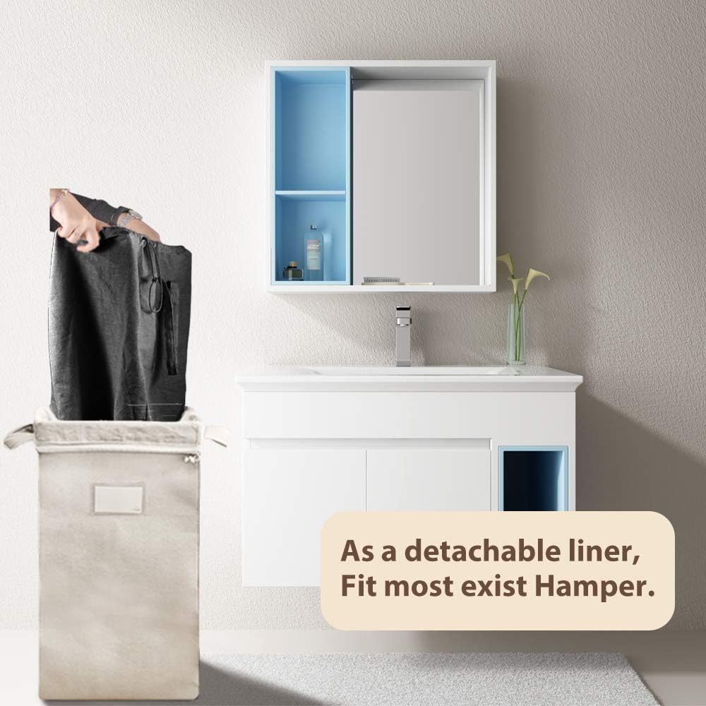 MCleanPin Washable Laundry Bags with Handles,140L Dirty Clothes Storage Bag for College Dorm or Travel, Laundry Liner Fit Most Laundry Hamper or Basket,2 Pack (Classic Black)