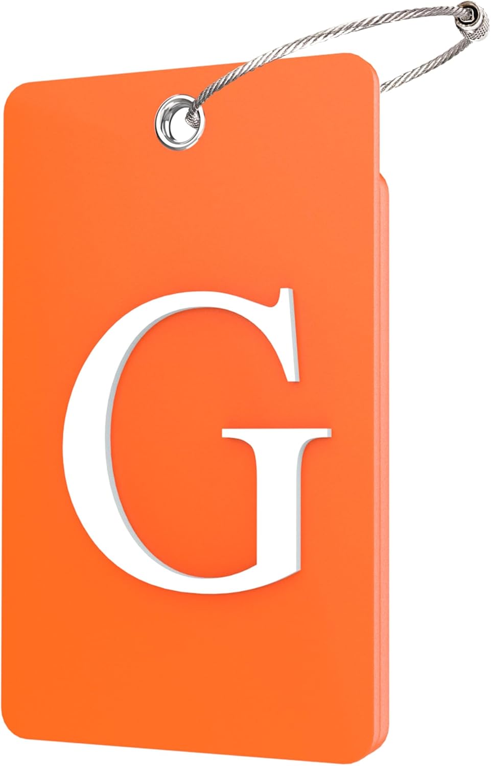 Gostwo 2 Pack Luggage Tags for Suitcases, 26 Initial Letter Travel Luggage Baggage Identification Labels ID Tag Fully Bendable Tags with Stainless Steel Loop (Orange) (Letter G)
