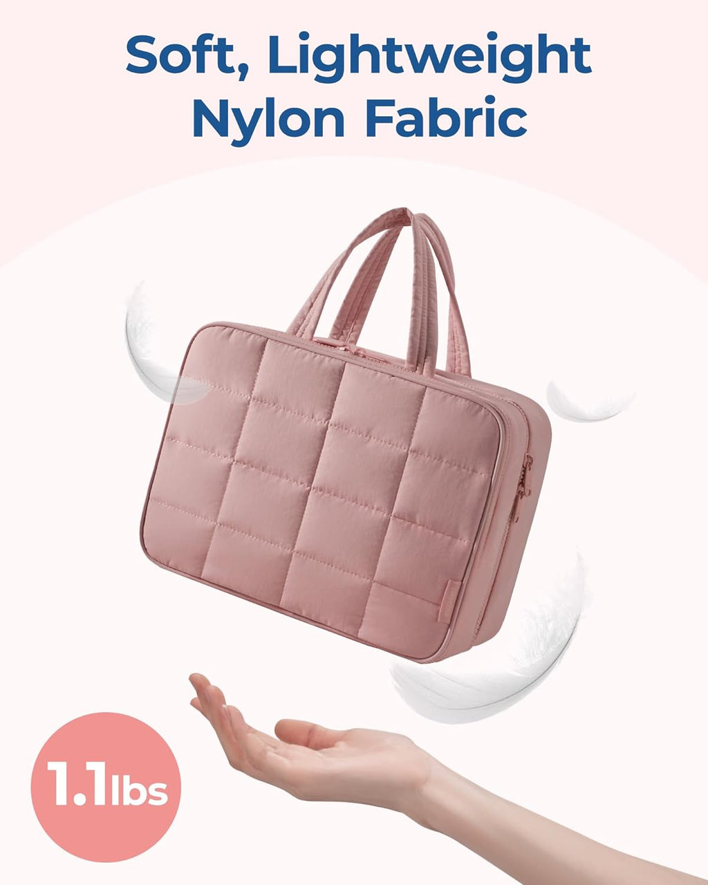 BAGSMART Travel Toiletry Bag with Jewelry Organizer, Hanging Travel Bag for Toiletries, Puffy Makeup Cosmetic Bag Organizer, Carry-on Travel Accessories Essentials, Dark Pink-M