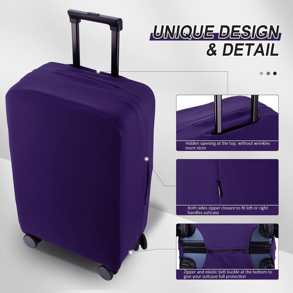 Travel Luggage Cover Suitcase Protector Scratch-Resistant Fit 19-31 Inch Suitcase, Not Included Suitcase (Purple, M(24-25 inch))