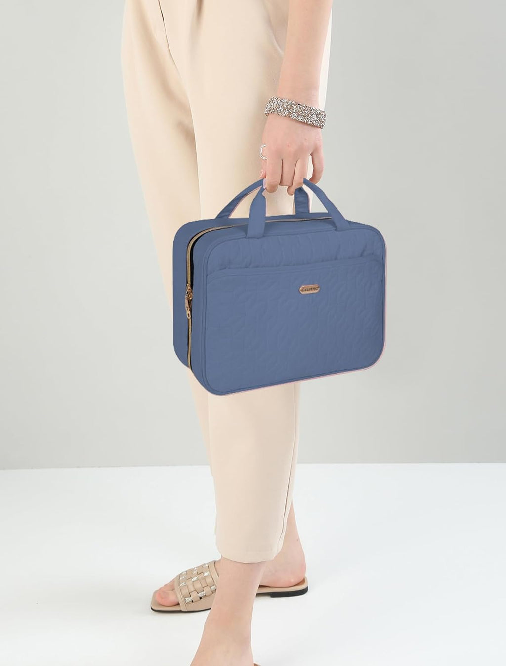 Blue Toiletry Bag, Makeup Organizer, Travel Bag For Women Mens Toiletries, Waterproof with Hanging Hook, Large Capacity