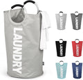 DOKEHOM 125L X-Large Collapsible Washing Laundry Basket Bag (7 Colors) for Bedroom, Fabric (Grey, XL)