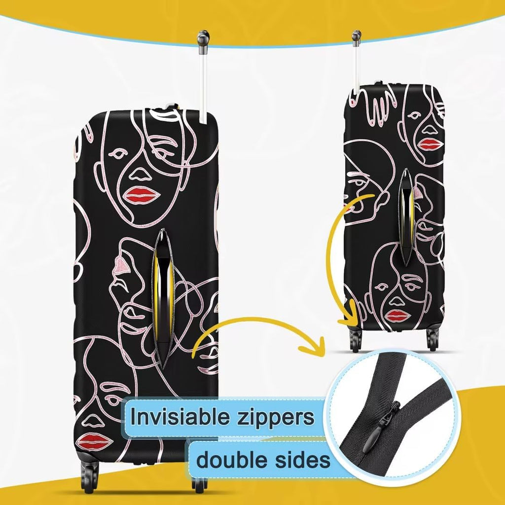 30 Inch PVC Luggage Protector Covers for TSA Approved Clear Suitcase Cover Protector Transparent Luggage Protective Cover Set (Figure, Suitable for 30"-31")