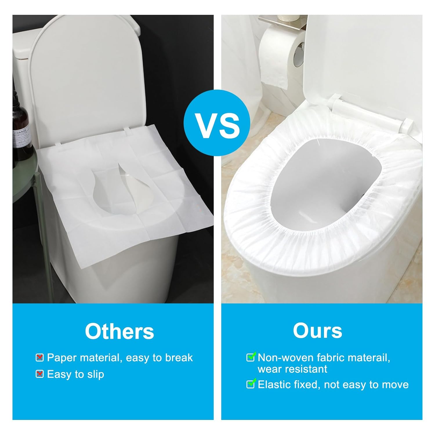 100 Pack Disposable Toilet Seat Cover Waterproof Non-Woven Fabric, Disposable Toilet Seat Covers for Travel, Disposable Seat Covers for Outing Hotel Hospital Public Toilet (Individual Package