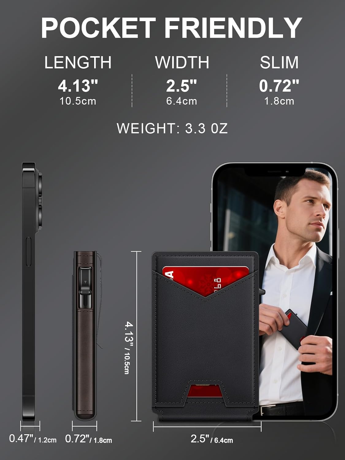 Wallet for Men RFID Wallet with Money Clip, Slim Pop Up Card Holder for 10-12 Cards, Minimalist Smart Credit Card Case with ID Window, Bifold Metal Wallet for Front Pocket, Gifts for Men