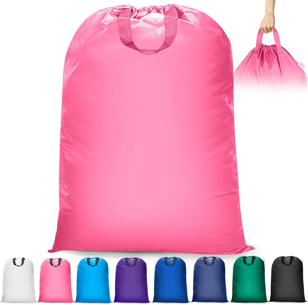 Extra Large Heavy Duty Laundry Bag - 28" x 40", Travel Laundry Bag for Dirty Clothes (Pink)