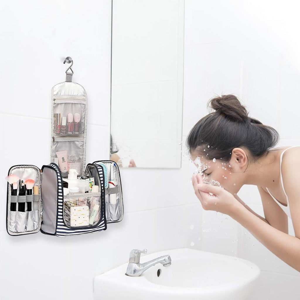 Hanging Travel Toiletry Bag,Large Capacity Cosmetic Travel Toiletry Organizer for Women with 4 Compartments & 1 Sturdy Hook,Perfect for Travel/Daily Use/Christmas