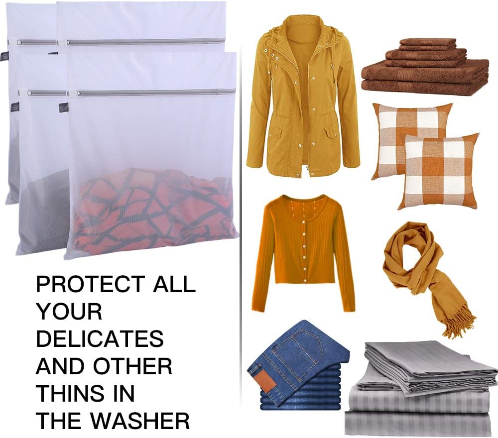 Kimmama Laundry Bag Mesh Wash Bags, Washing Machine Wash Bag, Net Washer Sack with Zipper, Dryer Pouch for Cleaning and Drying Cloths, Garment, Coats, Sweater, Delicates, Sheet, Pant, Soft Toys