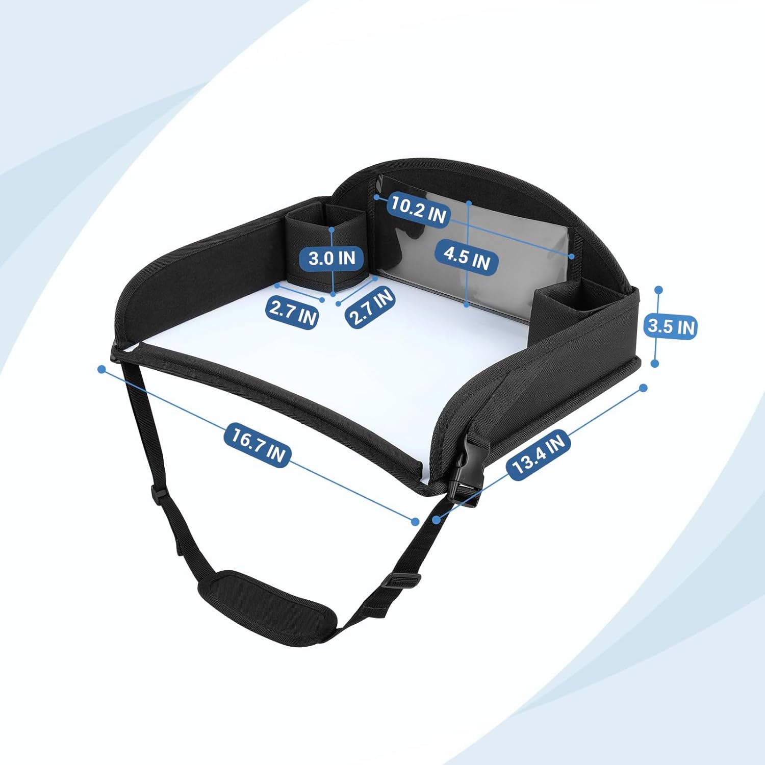 COOLBEBE Kids Travel Tray for Toddler Car Seat, Travel Tray for Airplane, Toddler Car Seat Lap Tray, Carseat Table Tray for Kids Travel Activities (Black-1)