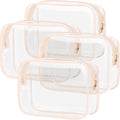 PACKISM TSA Approved Toiletry Bag - 4 Pack Upgrade Color-Edged Clear Makeup Bag, Clear Toiletry Bag For Traveling Fits Various Storage Needs, Pink