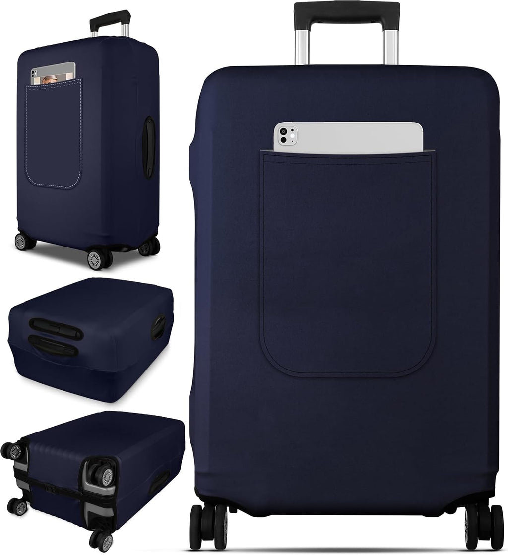 Slohif Luggage Cover for Suitcase Tsa Approved Protector - Luggage Sleeve Suit Case Cover Travel Stretch Large Baggage Case Protective Washable Fit 22-24 Inch Navy Blue