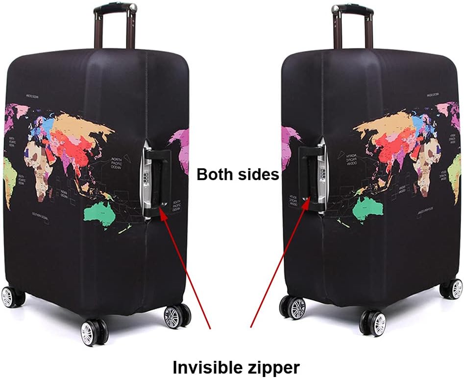 MosaiRudo Thicker Luggage Cover Elastic Suitcase Cover Protector Fits 18-32 Inch Suitcase Travel Accessories (World Map, S)
