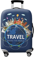 WUJIAONIAO Travel Luggage Cover Spandex Suitcase Protector Washable Baggage Covers (S (for 25-28 inch luggage), TRAVEL)
