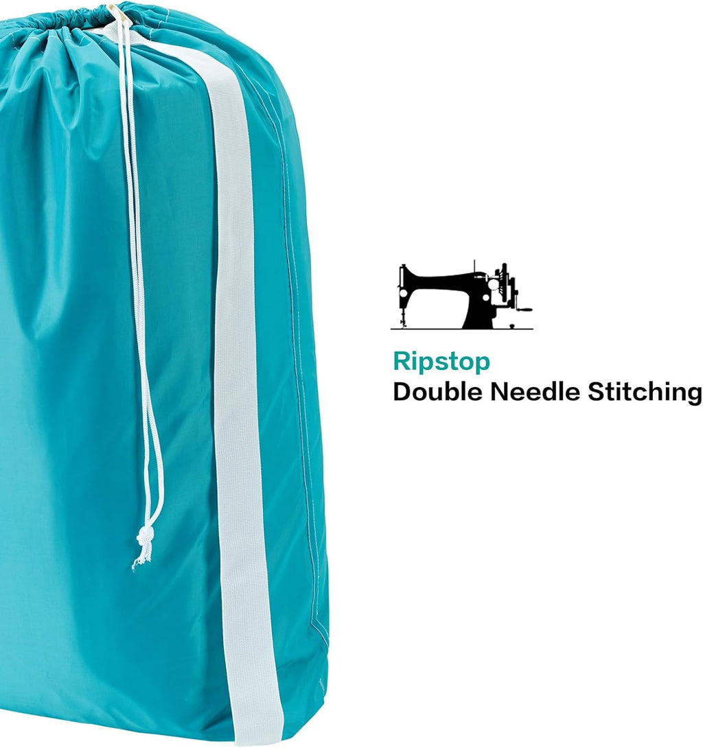 HOMEST XL Nylon Laundry Bag with Strap, Large Dirty Garments Organizer, Easy Fit a Hamper or Clothing Basket, Can Carry Up to 4 Loads of Clothes, Sky Blue